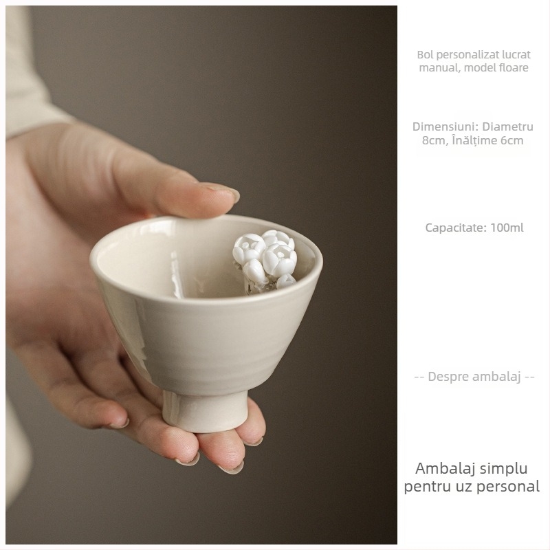 Suport ceramic pentru ceai și pernă de ceai, cu motiv floare de prune, decor pentru ceremonia Gongfu