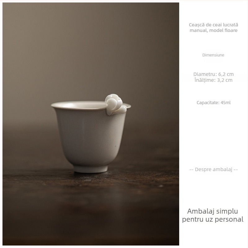 Suport ceramic pentru ceai și pernă de ceai, cu motiv floare de prune, decor pentru ceremonia Gongfu