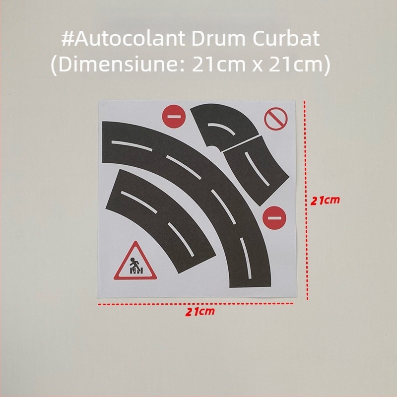Set miniaturi pentru drumuri pentru copii, scenă de parcare și etichete adezive pentru locuri de parcare