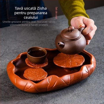 Tavă de ceai Kung Fu în stil chinezesc, din argilă mov, cu depozitare de apă, set de ceai pentru uz casnic