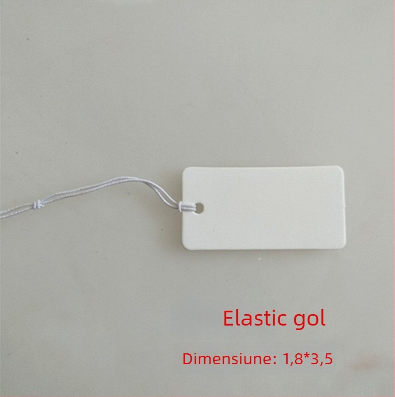Etichetă de preț goală pentru bijuterii cu șnur elastic, etichetă mică de agățat pentru accesorii de păr negre, etichetă de preț scrisă de mână în limba coreeană.