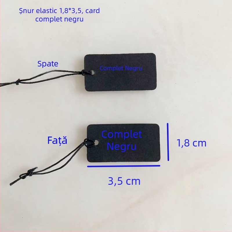 Etichetă de preț goală pentru bijuterii cu șnur elastic, etichetă mică de agățat pentru accesorii de păr negre, etichetă de preț scrisă de mână în limba coreeană.
