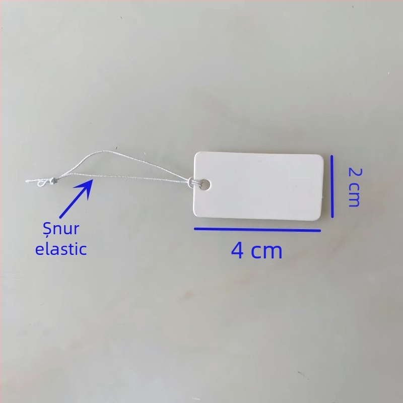Etichetă de preț goală pentru bijuterii cu șnur elastic, etichetă mică de agățat pentru accesorii de păr negre, etichetă de preț scrisă de mână în limba coreeană.