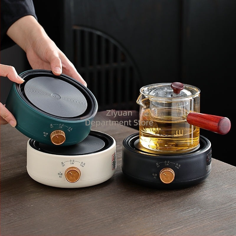 Aragaz ceramic electric pentru ceai cu ceainic din sticlă, dispozitiv compact pentru prepararea ceaiului, fierbător mini pentru apă