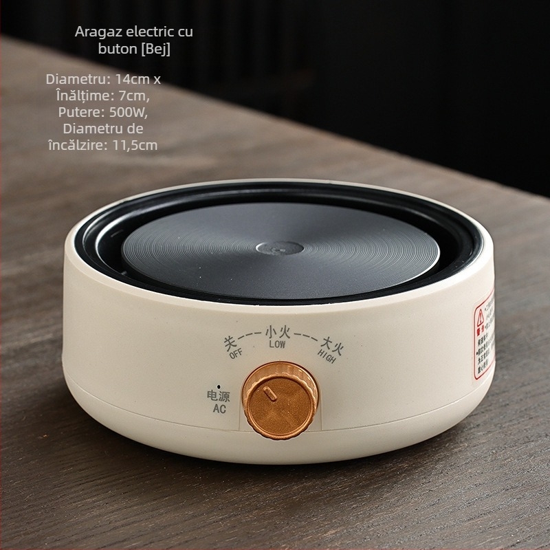 Aragaz ceramic electric pentru ceai cu ceainic din sticlă, dispozitiv compact pentru prepararea ceaiului, fierbător mini pentru apă