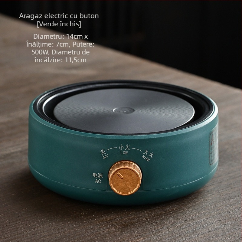 Aragaz ceramic electric pentru ceai cu ceainic din sticlă, dispozitiv compact pentru prepararea ceaiului, fierbător mini pentru apă