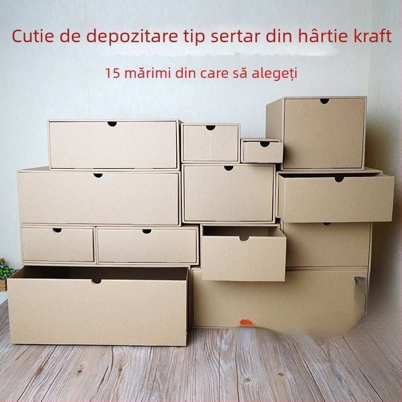 Cutie de depozitare din Kraft pentru fișiere, cu sertar glisant, pentru documente de birou, pantofi și haine