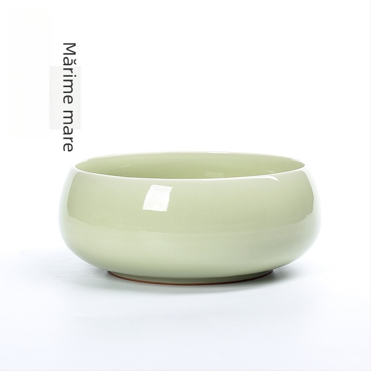 Set de ceai din ceramică Celadon: ceașcă, spălător pentru pensule, scrumieră cu glazură crăpată, bol pentru reziduuri de ceai pentru hidroponie