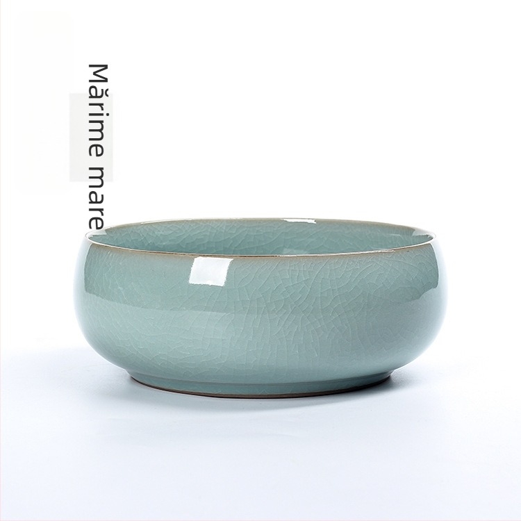Set de ceai din ceramică Celadon: ceașcă, spălător pentru pensule, scrumieră cu glazură crăpată, bol pentru reziduuri de ceai pentru hidroponie