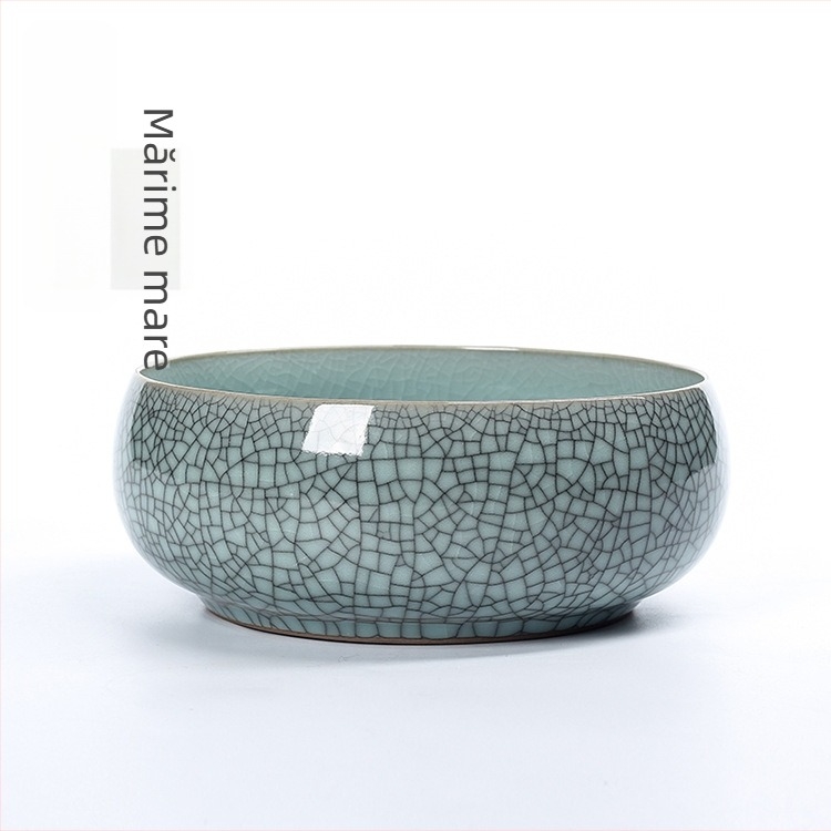 Set de ceai din ceramică Celadon: ceașcă, spălător pentru pensule, scrumieră cu glazură crăpată, bol pentru reziduuri de ceai pentru hidroponie