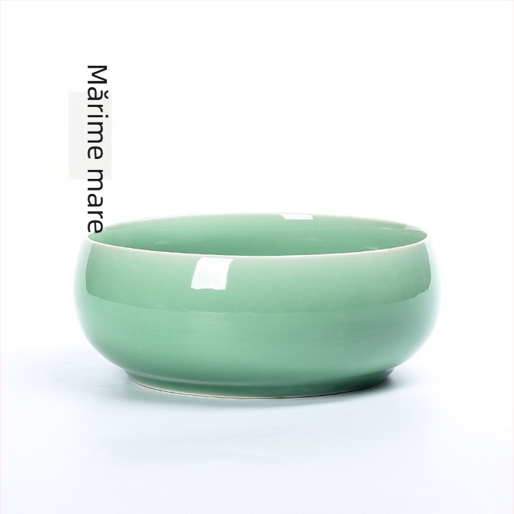 Set de ceai din ceramică Celadon: ceașcă, spălător pentru pensule, scrumieră cu glazură crăpată, bol pentru reziduuri de ceai pentru hidroponie
