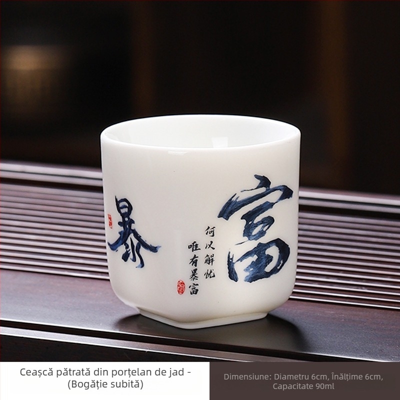 Ceașcă de ceai din porțelan jad, stil chinezesc, ceașcă mare pentru ceai Gongfu, design creativ