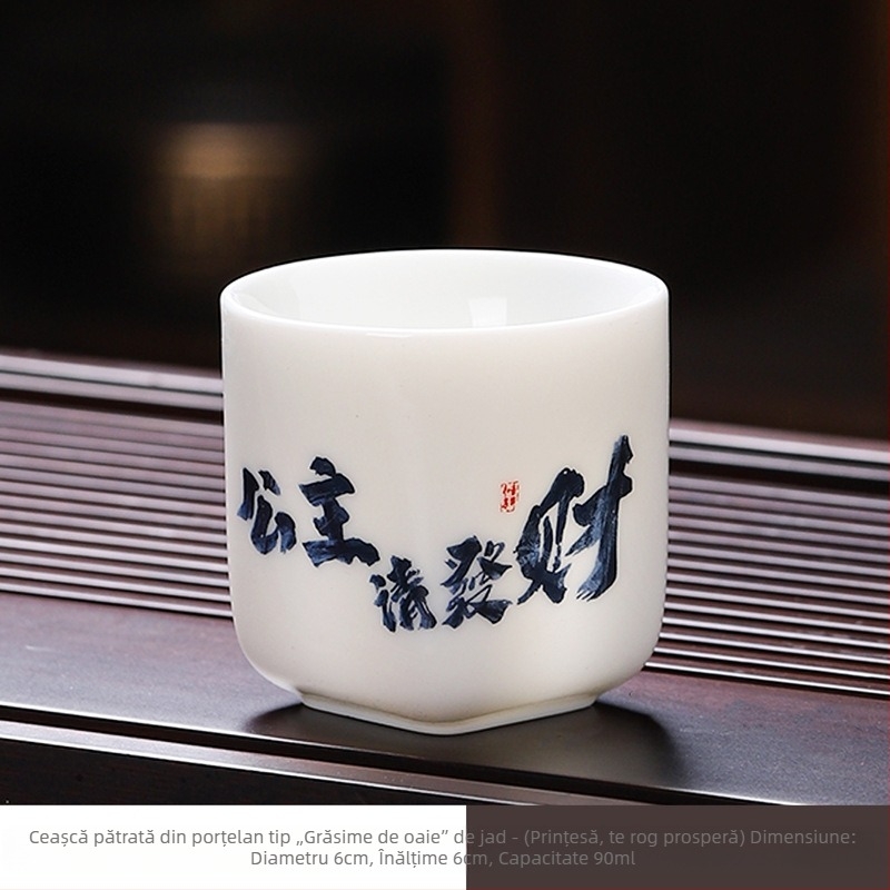 Ceașcă de ceai din porțelan jad, stil chinezesc, ceașcă mare pentru ceai Gongfu, design creativ