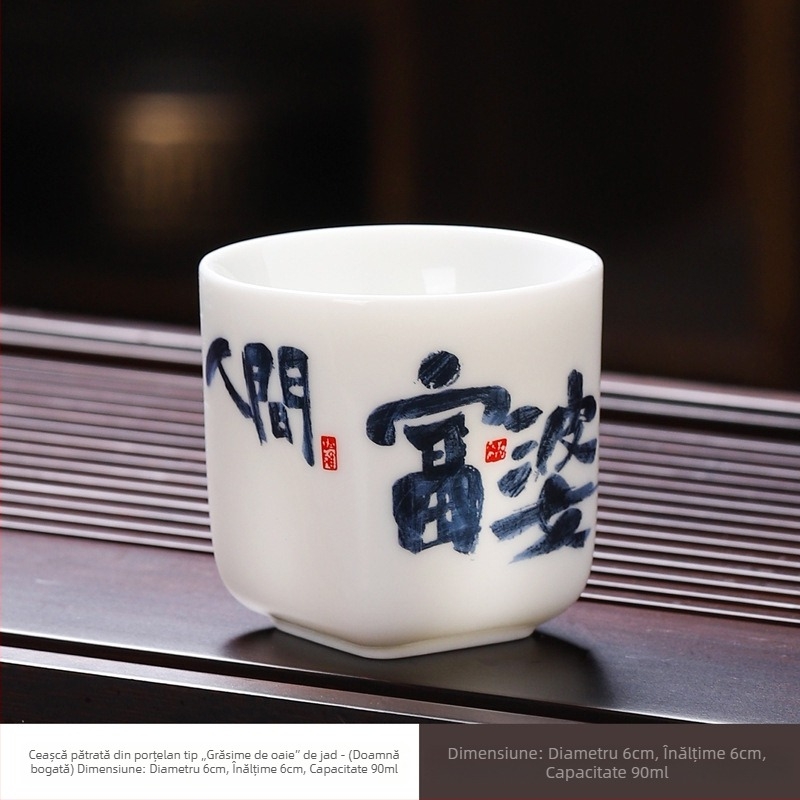 Ceașcă de ceai din porțelan jad, stil chinezesc, ceașcă mare pentru ceai Gongfu, design creativ