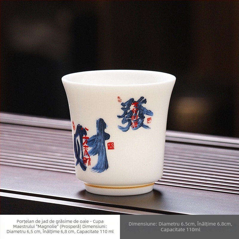 Ceașcă de ceai din porțelan jad, stil chinezesc, ceașcă mare pentru ceai Gongfu, design creativ