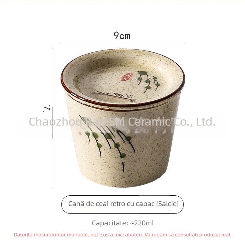 Ceașcă choko pictată manual în stil japonez, cu farfurie și capac, ceramică albastru-alb Gong Fu ceai pentru degustare
