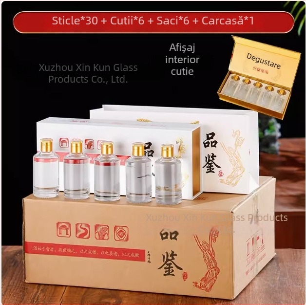 Sticlă transparentă pentru lichior, mică, 50 ml–100 ml, goală, în formă de dovleac, rotundă