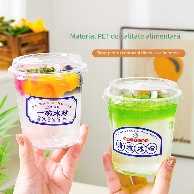 Pahar de unică folosință, transparent, pentru cafea și ceai cu lapte, bol de ambalare și cutie de ambalare