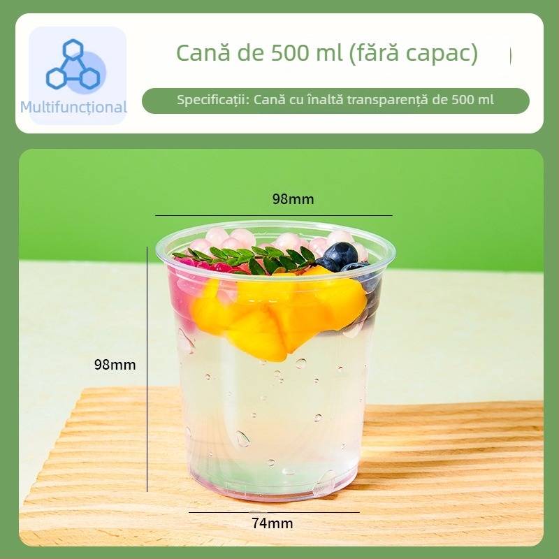 Pahar de unică folosință, transparent, pentru cafea și ceai cu lapte, bol de ambalare și cutie de ambalare