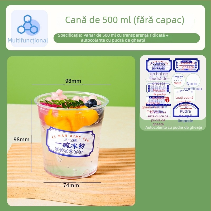 Pahar de unică folosință, transparent, pentru cafea și ceai cu lapte, bol de ambalare și cutie de ambalare