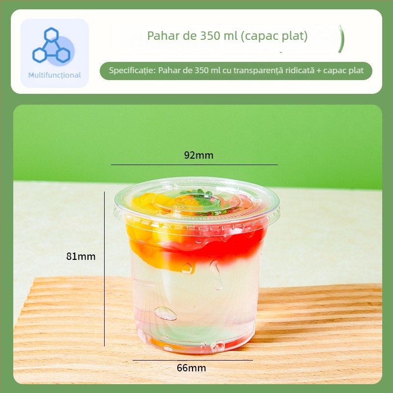 Pahar de unică folosință, transparent, pentru cafea și ceai cu lapte, bol de ambalare și cutie de ambalare