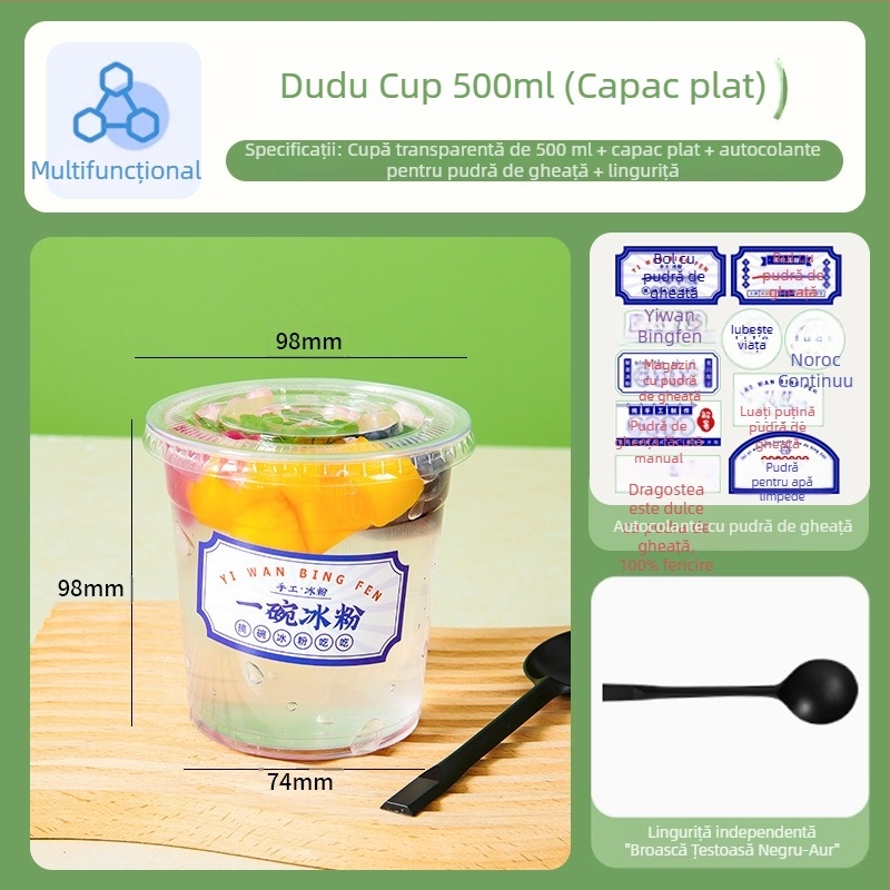 Pahar de unică folosință, transparent, pentru cafea și ceai cu lapte, bol de ambalare și cutie de ambalare