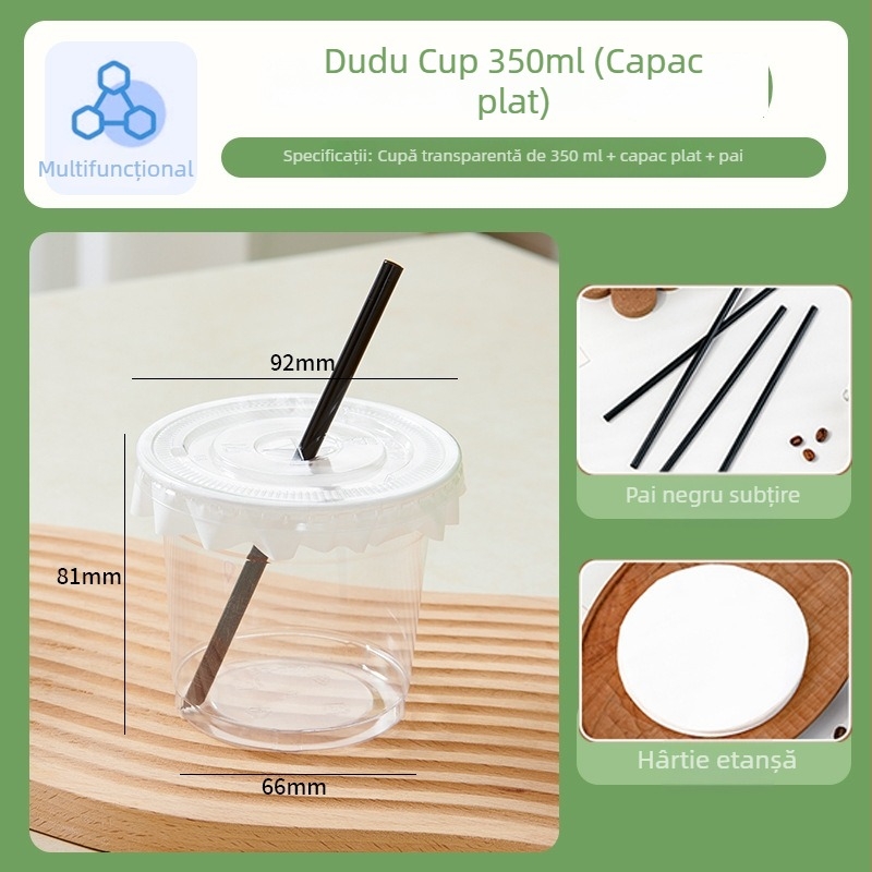 Pahar de unică folosință, transparent, pentru cafea și ceai cu lapte, bol de ambalare și cutie de ambalare