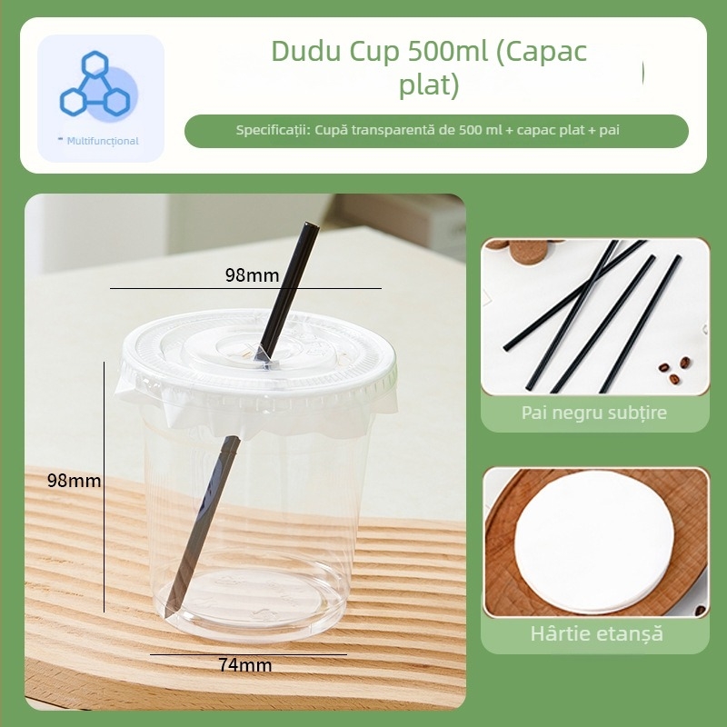Pahar de unică folosință, transparent, pentru cafea și ceai cu lapte, bol de ambalare și cutie de ambalare