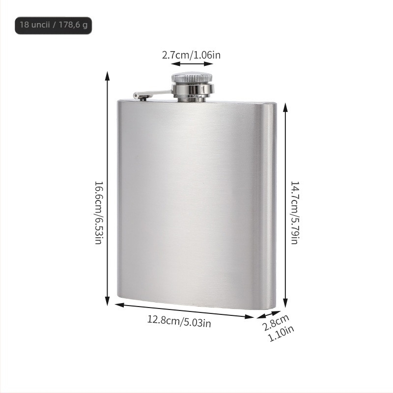 Flacon din oțel inoxidabil, 1–18 oz – recipient portabil pentru vin