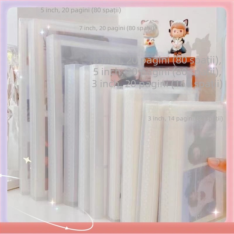 Album foto transparent cu pagini de inserare pentru fotografii de idoli, aspect cu grilă, format A5