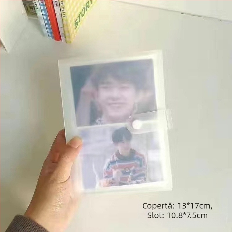 Album foto transparent cu pagini de inserare pentru fotografii de idoli, aspect cu grilă, format A5