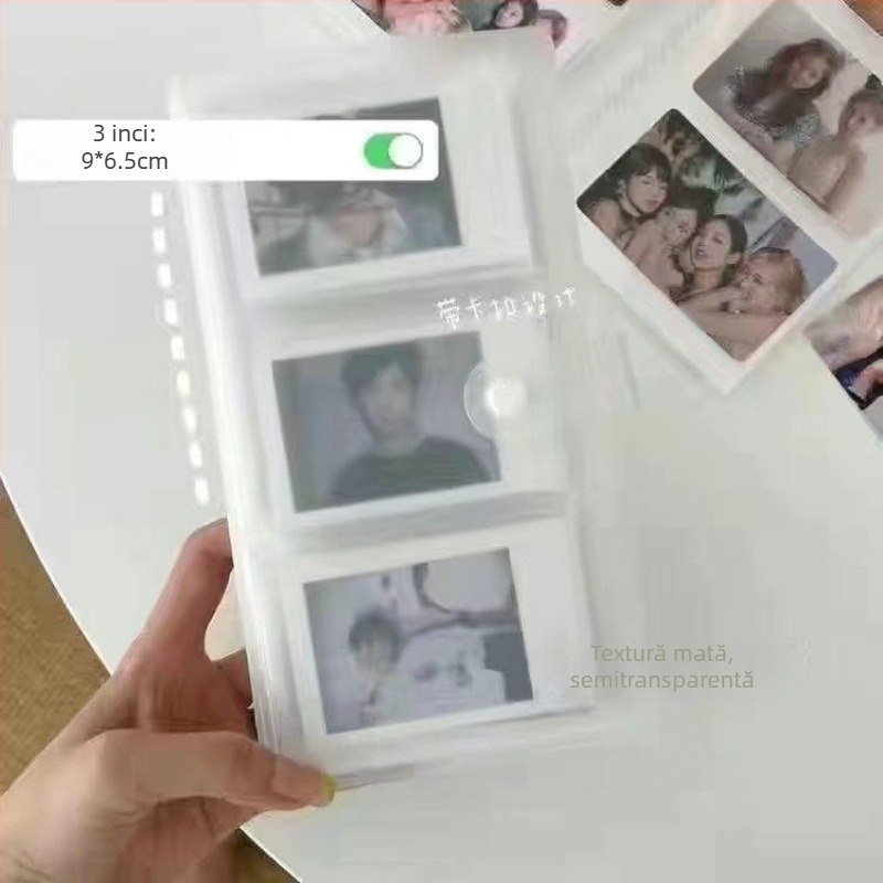 Album foto transparent cu pagini de inserare pentru fotografii de idoli, aspect cu grilă, format A5