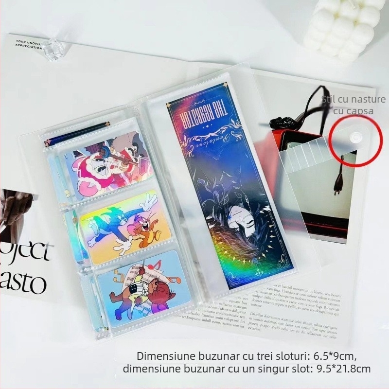 Album foto transparent cu pagini de inserare pentru fotografii de idoli, aspect cu grilă, format A5