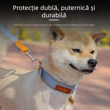 Colar pentru câini de talie medie și mare, cu etichetă de identificare și lesă, stil corgi