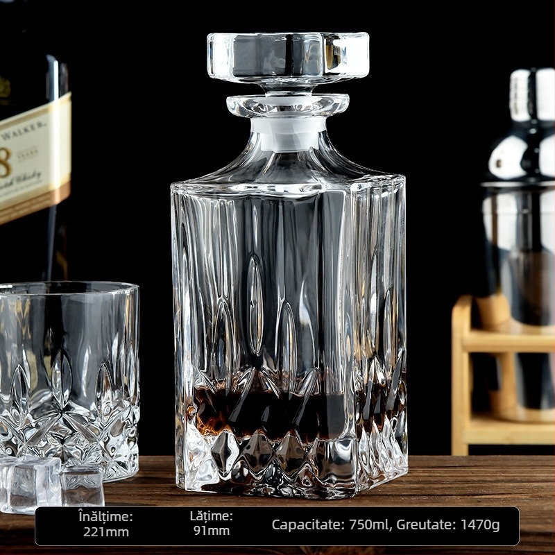 Decantor din cristal pentru whisky, stil nordic, transparent, 750 ml
