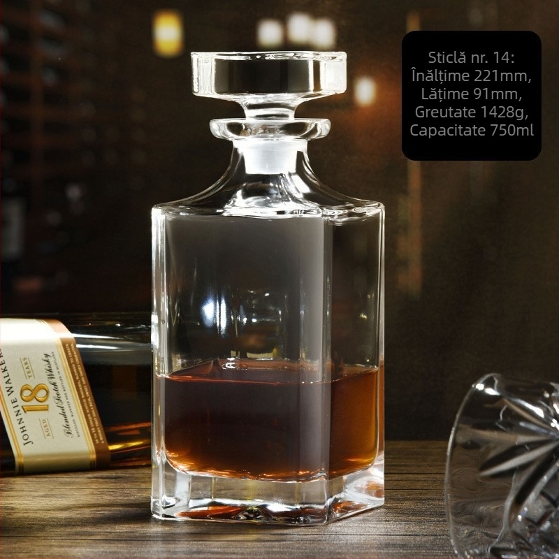 Decantor din cristal pentru whisky, stil nordic, transparent, 750 ml