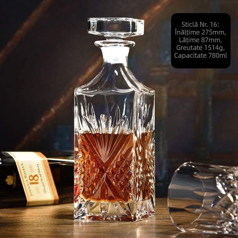 Decantor din cristal pentru whisky, stil nordic, transparent, 750 ml