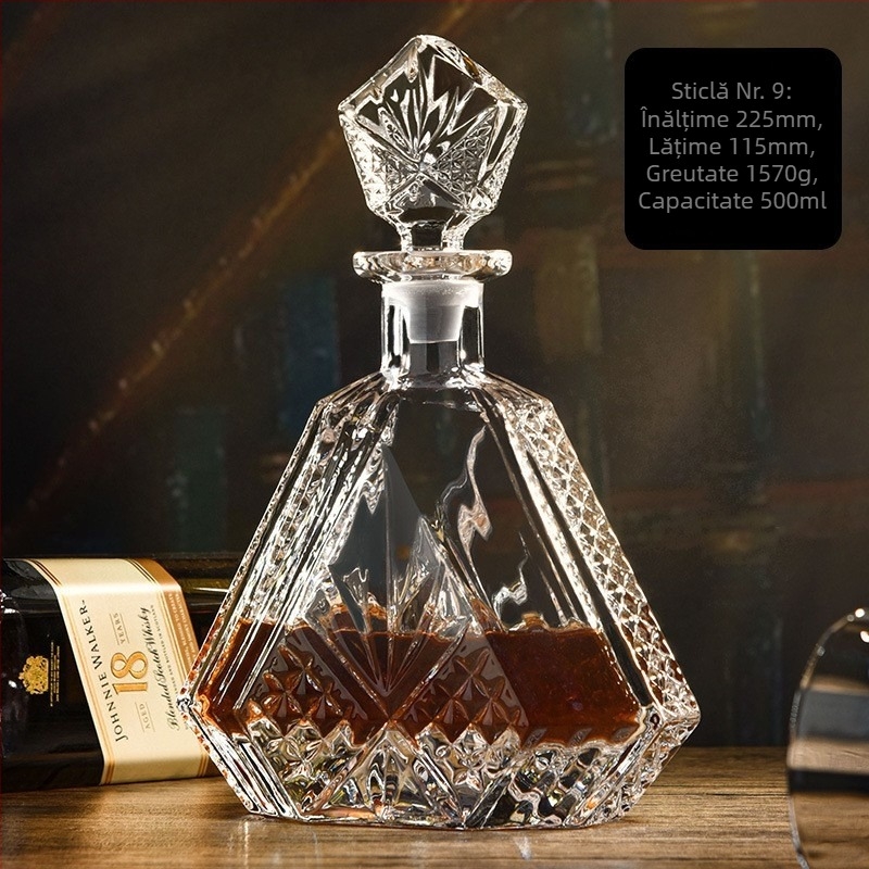 Decantor din cristal pentru whisky, stil nordic, transparent, 750 ml