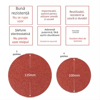 Discuri de șlefuit cu velur, rotunzi, autoadezivi, de 4/5 inch, pentru șlefuitor pneumatic și bormașină electrică, prelucrare lemn, șlefuire uscată
