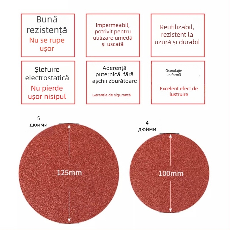 Discuri de șlefuit cu velur, rotunzi, autoadezivi, de 4/5 inch, pentru șlefuitor pneumatic și bormașină electrică, prelucrare lemn, șlefuire uscată