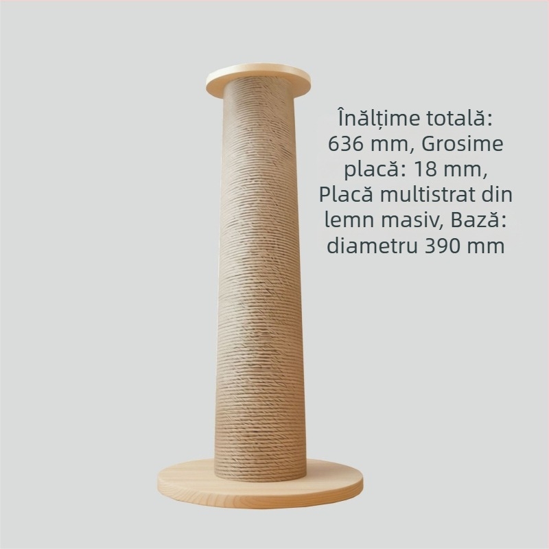 Plaçă de zgâriere pentru pisici din lemn masiv, verticală, cu grosime foarte mare și dimensiuni mari, rezistentă, fără scăpări de fibre, jucărie durabilă
