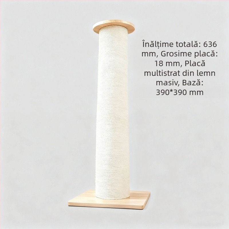 Plaçă de zgâriere pentru pisici din lemn masiv, verticală, cu grosime foarte mare și dimensiuni mari, rezistentă, fără scăpări de fibre, jucărie durabilă
