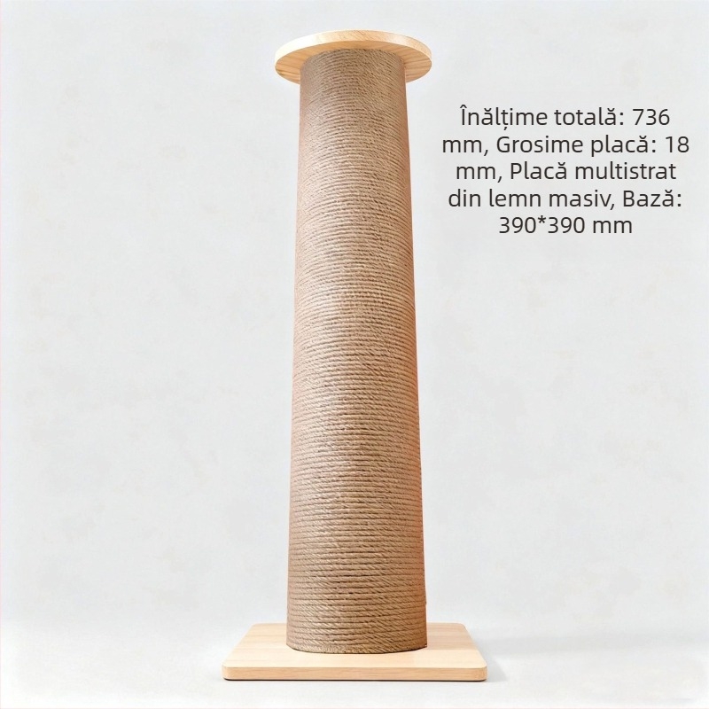 Plaçă de zgâriere pentru pisici din lemn masiv, verticală, cu grosime foarte mare și dimensiuni mari, rezistentă, fără scăpări de fibre, jucărie durabilă