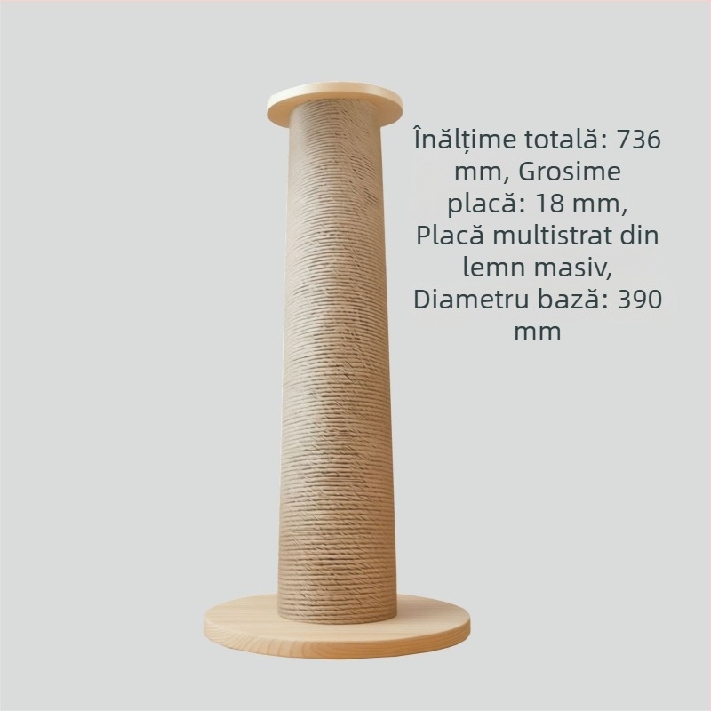 Plaçă de zgâriere pentru pisici din lemn masiv, verticală, cu grosime foarte mare și dimensiuni mari, rezistentă, fără scăpări de fibre, jucărie durabilă