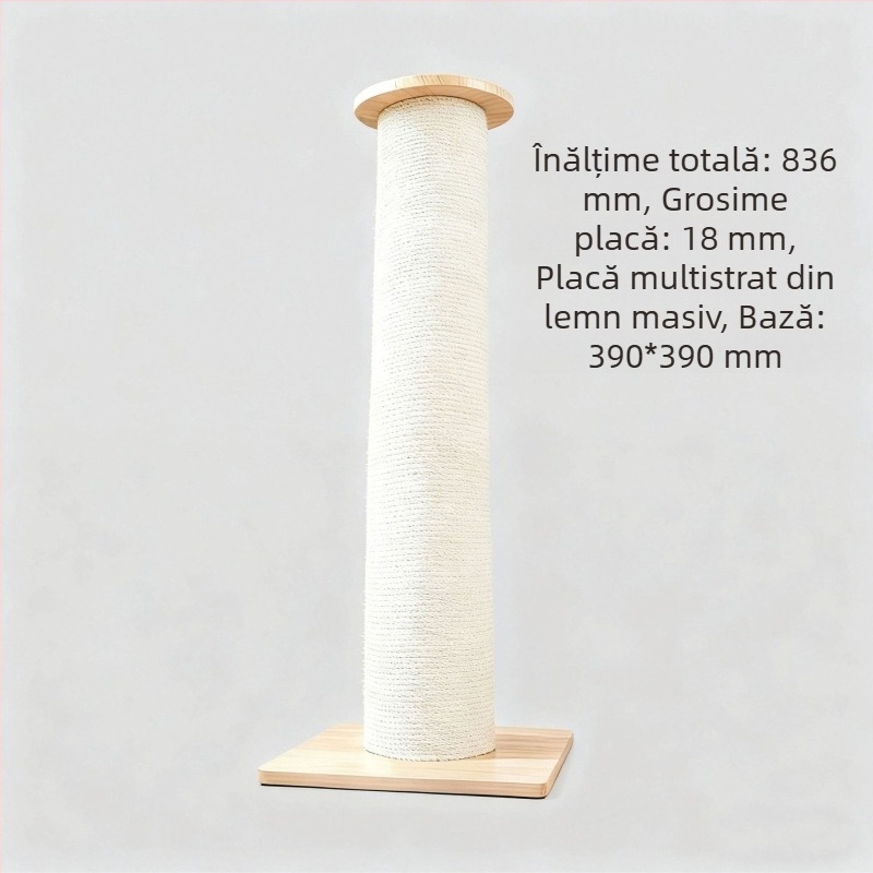 Plaçă de zgâriere pentru pisici din lemn masiv, verticală, cu grosime foarte mare și dimensiuni mari, rezistentă, fără scăpări de fibre, jucărie durabilă
