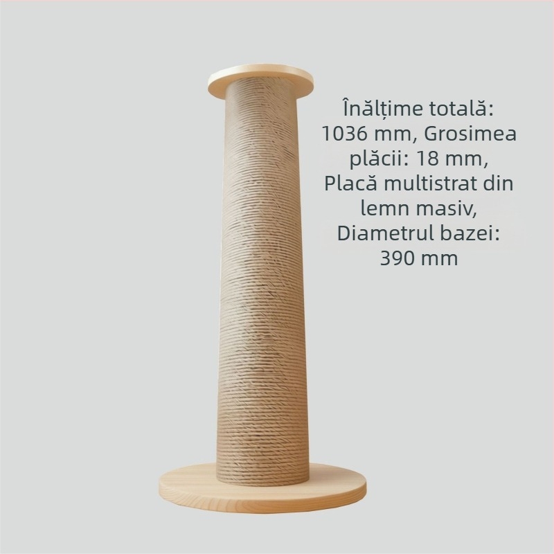 Plaçă de zgâriere pentru pisici din lemn masiv, verticală, cu grosime foarte mare și dimensiuni mari, rezistentă, fără scăpări de fibre, jucărie durabilă
