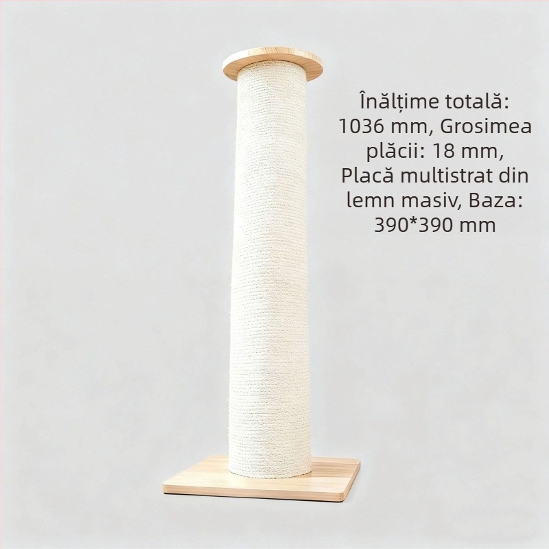 Plaçă de zgâriere pentru pisici din lemn masiv, verticală, cu grosime foarte mare și dimensiuni mari, rezistentă, fără scăpări de fibre, jucărie durabilă