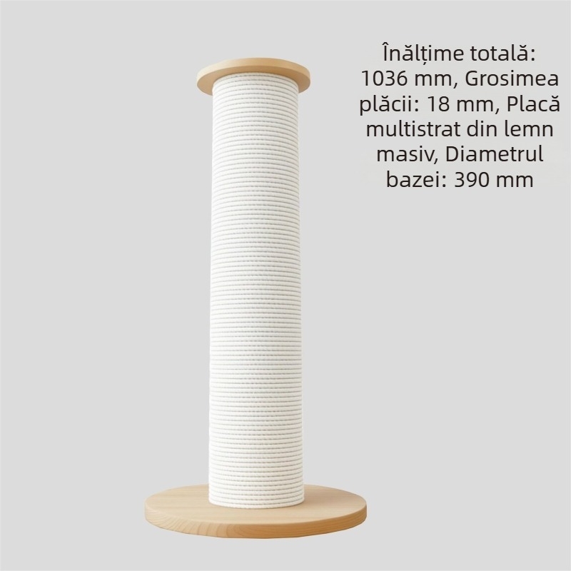 Plaçă de zgâriere pentru pisici din lemn masiv, verticală, cu grosime foarte mare și dimensiuni mari, rezistentă, fără scăpări de fibre, jucărie durabilă