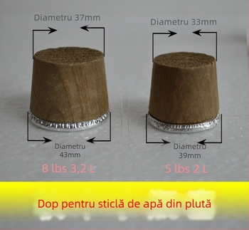 Termos 9V7T cu dop din lemn, sticlă izolată, dop din plută, uz casnic, 2 L
