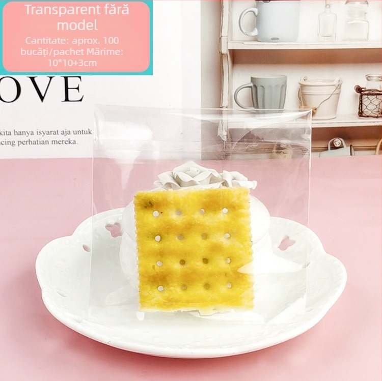 Pungi din plastic pentru ambalare deserturi: biscuiți, moon cake și patiserie, dimensiune 10x10+3, 100 buc.
